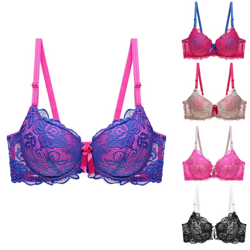 Plus Size Pink Lace Bra & Thong Set for Women – Sexy, Breathable, Adjustable Lingerie Set