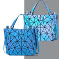 Luminous Bao Bag Reflective Geometric Quilted Shoulder Bags for Women, Plain Folding Handbags, Bolsa Feminina