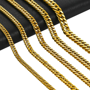 Bold Gold-Plated Cuban Link Chain Necklace - Premium Stainless Steel Men's Choker, Ultimate Jewelry Gift