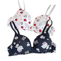 white and black hello kitty women’s sexy bra  no-wire push-up cartoon lingerie, breathable gathered underwear, perfect gift for women on a white background