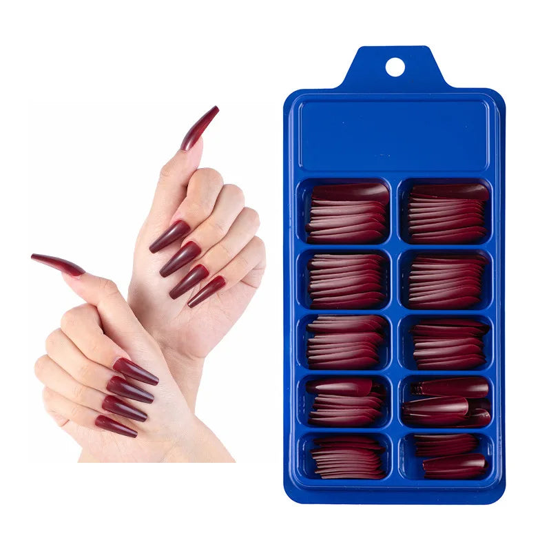Matte Full Cover Nail Tips: Acrylic Ballerina Fake Nails, DIY Beauty Manicure Extension Tools.