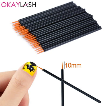 Nail Art Brushes Painting Pen: Reusable Gel Liner, 50pcs/lot Black Handle Beauty Makeup Tools