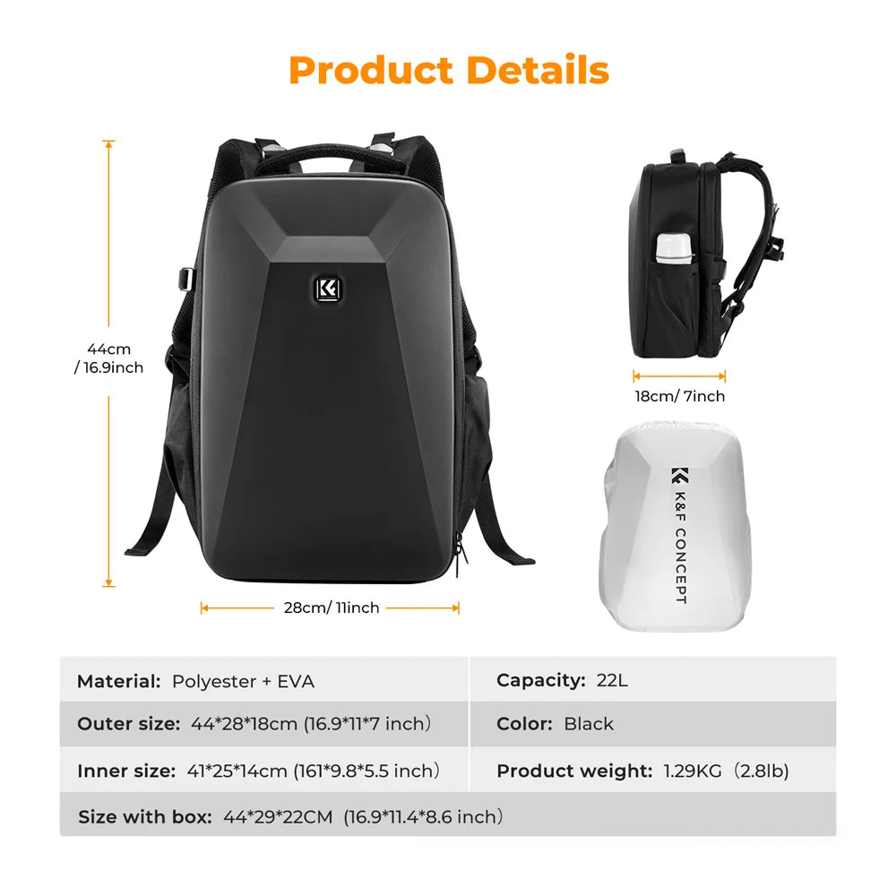 Large Camera Backpack Waterproof Anti-Theft Travel Photography Bag on a white background