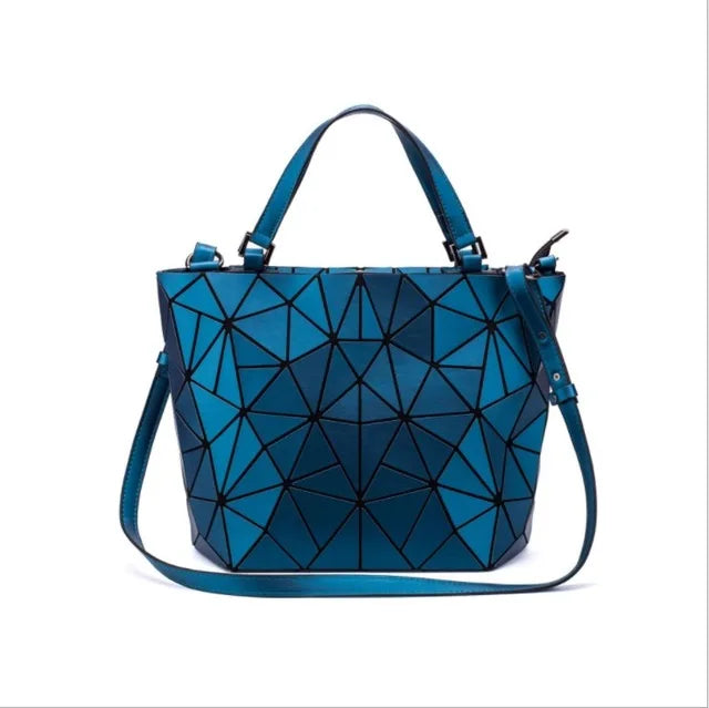 Luminous Geometric Shoulder Tote Foldable Chic Bag on a white background