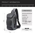Men’s Anti-Theft Sling Bag Waterproof Crossbody Travel Pack labeling on a white background