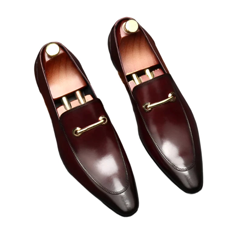 stylish men’s cowhide leather shoes toe cap design soft comfortable formal footwear