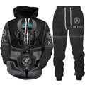 Viking-themed hoodie and pants set with dragon design on a white background