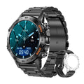 Men’s Waterproof fitness smartwatch with Bluetooth calling, IP67 build, black silicone strap, multi-function display, step counter, heart rate monitor, and sport mode tracking watch on a white background