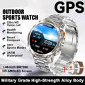 Silver outdoor sports watch with GPS features on a white background
