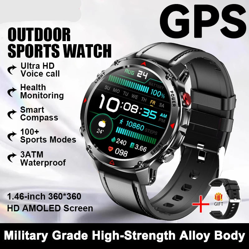 Smartwatch with GPS features on a white background.