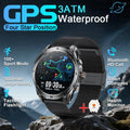 Smartwatch with features highlighted on a mountainous background