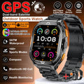 Outdoor sports watch with GPS and multiple features on a brown background