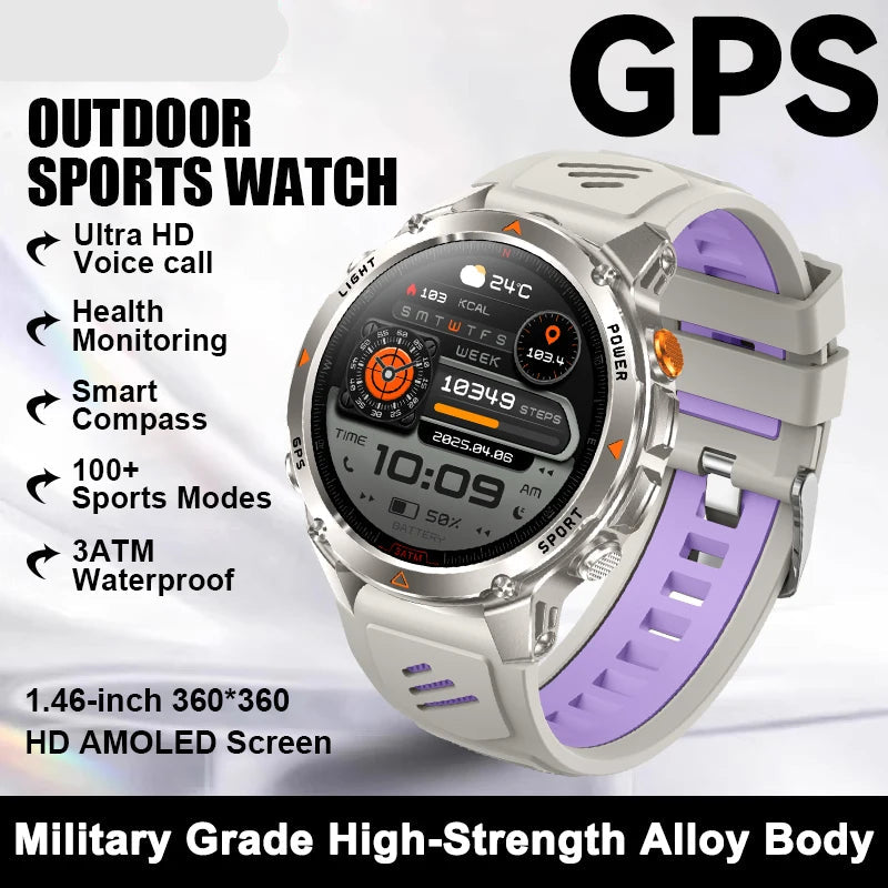 Outdoor sports watch with GPS features on a white background