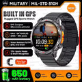 Rugged outdoor GPS smartwatch with AMOLED display and metal strap, showing heart rate and fitness data, featuring 5ATM waterproof design, compass, and Bluetooth connectivity for active use