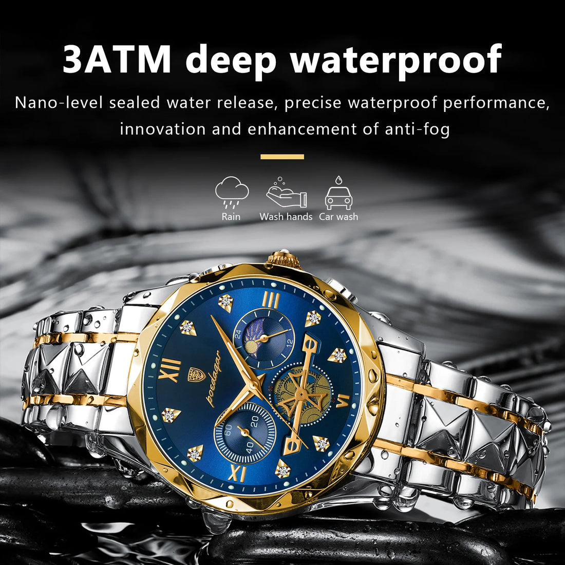 POEDAGAR Luxury Men's Wristwatch - Waterproof, Luminous Chronograph, Stainless Steel Quartz Watch for Men, reloj hombre