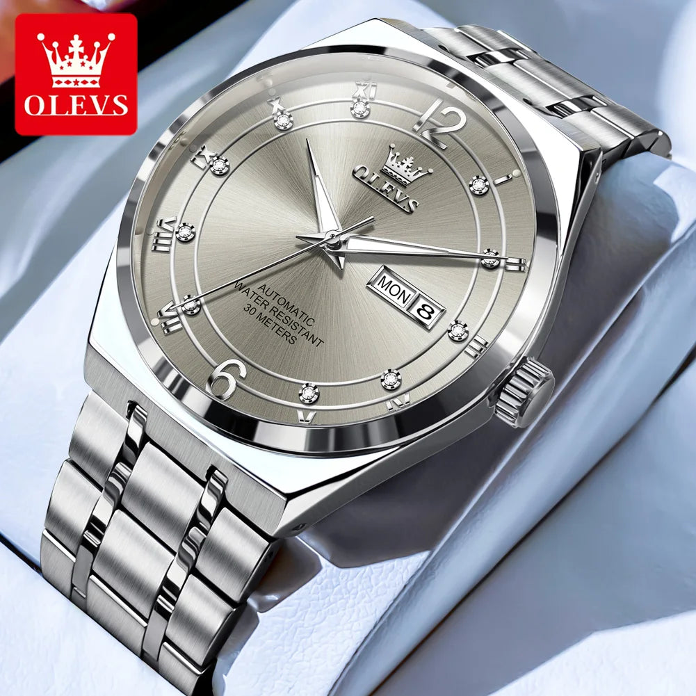 Men's Original Automatic Mechanical Watch – Waterproof, Luminous Dial, Sport Style With Date & Dual Calendar Design