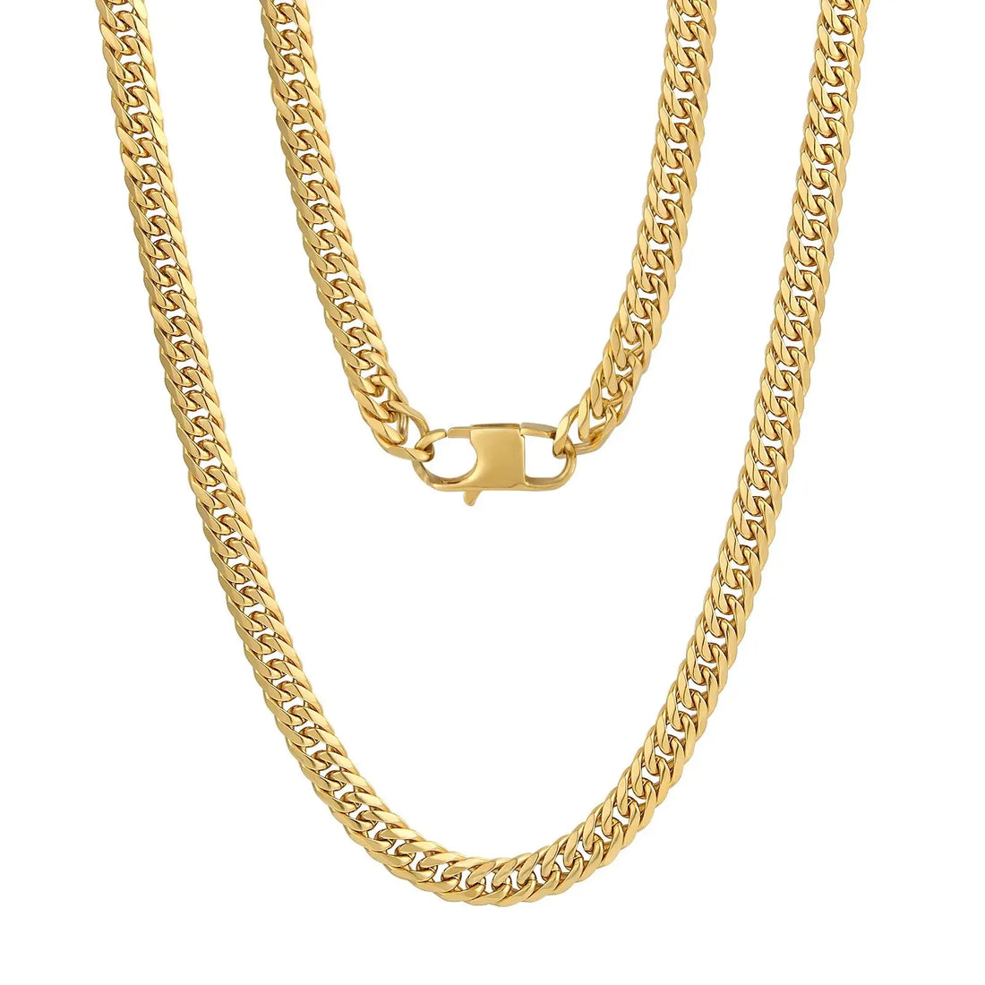 18k Gold Plated Men's Cuban Link Chain Necklace & 316L Stainless Steel Bracelet - Hip Hop Jewelry Gifts