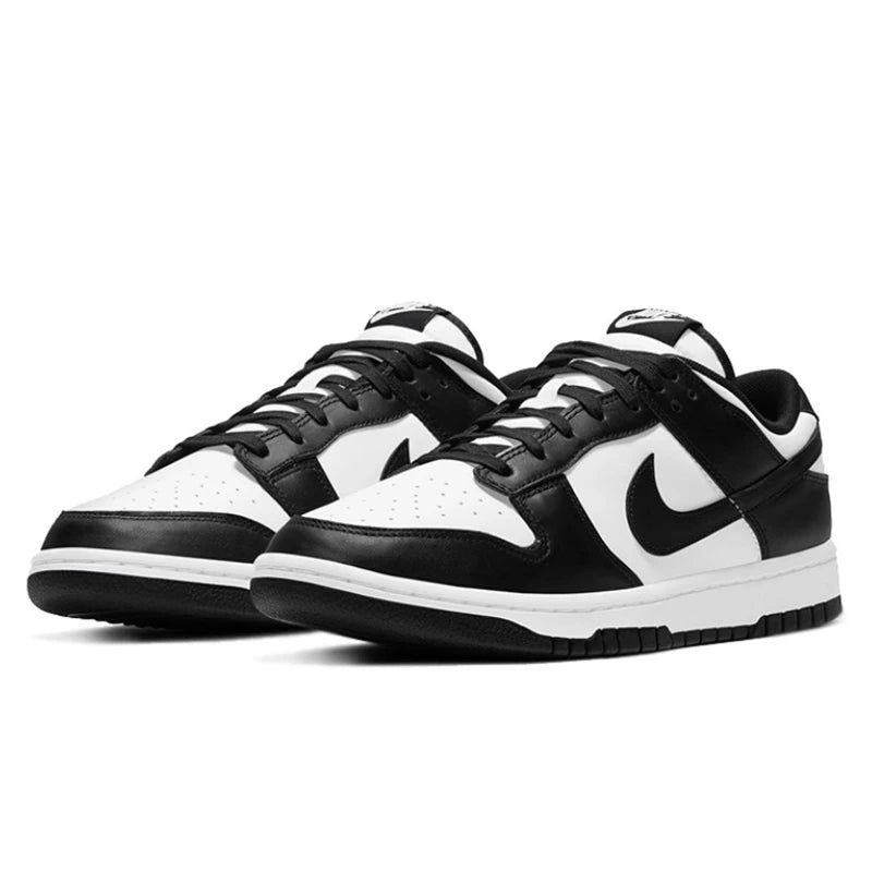 Nike Dunk Retro Black & White Skate Shoes - Genuine Leather, Non-Slip, Comfortable Classic Sneakers for Men & Women