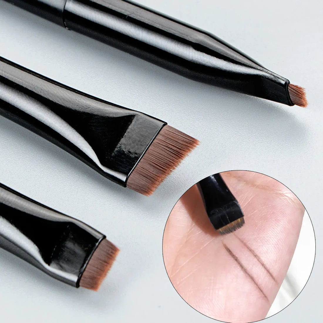 Blade Eyeliner Brush, Eyebrow Brush, Portable Flat Fine Eye Liner, Brow Contour Makeup Brushes - Cosmetic Beauty Makeup Tool, 3pcs/set.