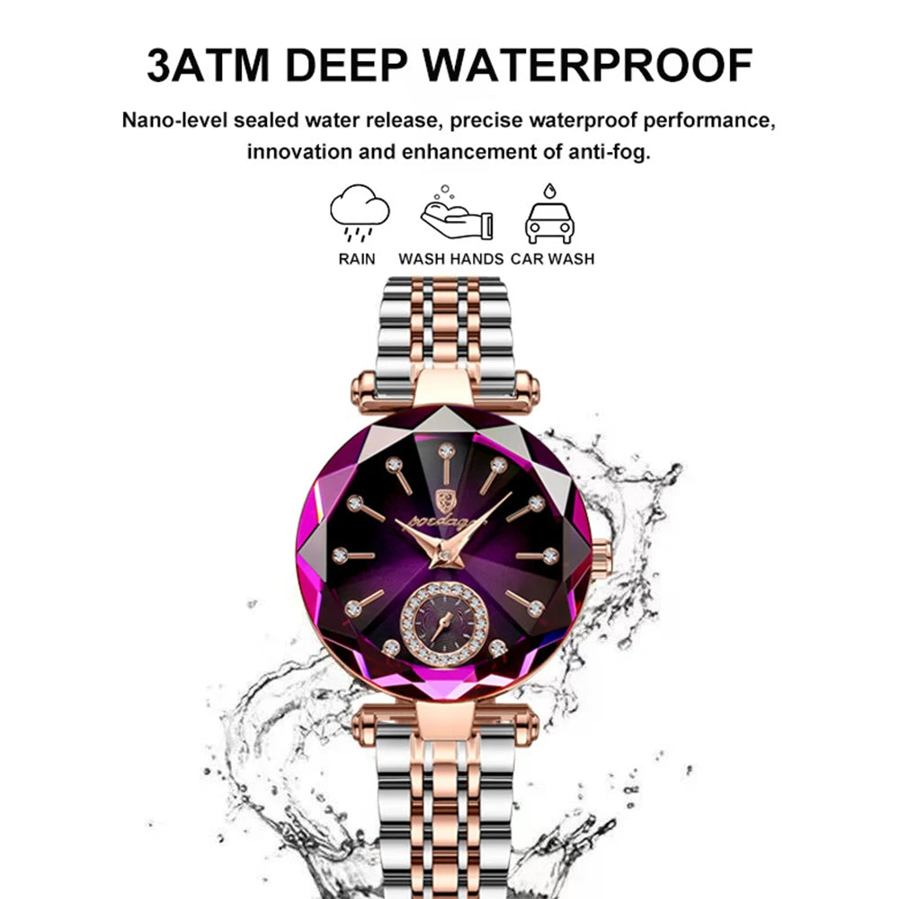 POEDAGAR Luxury Women's Wristwatch: Elegant, Waterproof, Stainless Steel, Diamond Quartz Dress Watch for Ladies
