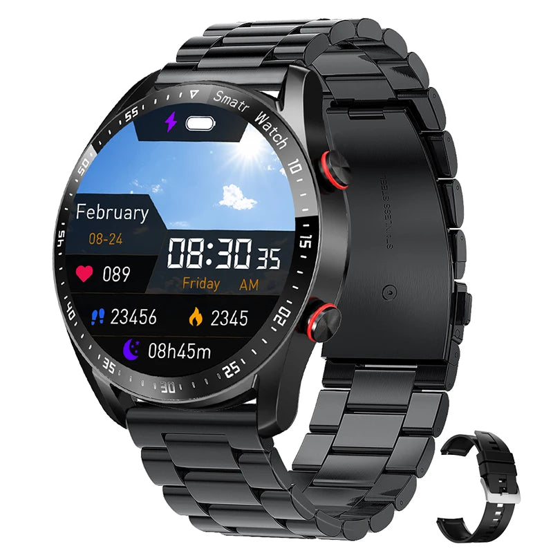 Men's Bluetooth Smartwatch with ECG+PPG, Blood Pressure Monitor, Fitness Tracker, Waterproof Sports Watch with Call Function & Box