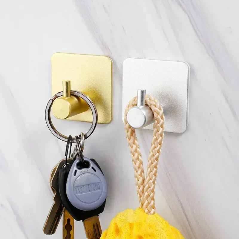 Self-Adhesive Bathroom Wall Door Hook: Key Rack, Kitchen Towel Hanger, Aluminum Towel Coat Robe Hook