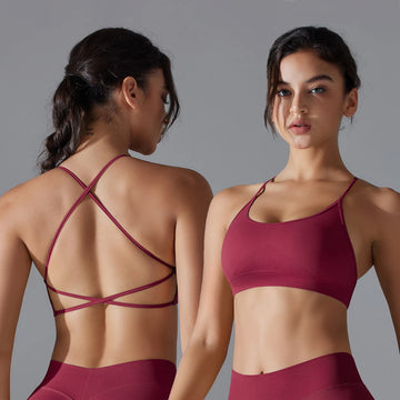 Sexy Back Cross Sports Bra for Women | Padded Yoga Gym Top | Fitness & Running Workout Bralette