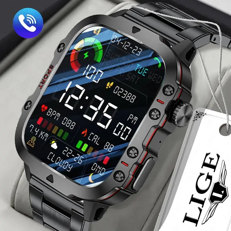 New Smart Watch with 1.96-Inch Screen, 420mAh Battery, Bluetooth Call, Voice Assistant, Sports Fitness Tracking, and Waterproof Features for Men