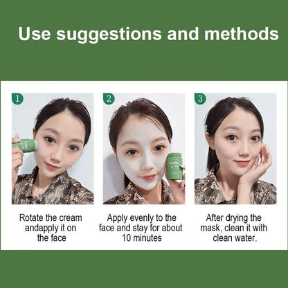 Original Green Tea Repair Acne Mud Mask, Face Clean Clay Stick for Pore Shrinkage, Pimple Treatment Cream, Nose Blackhead Removal, Oil Control
