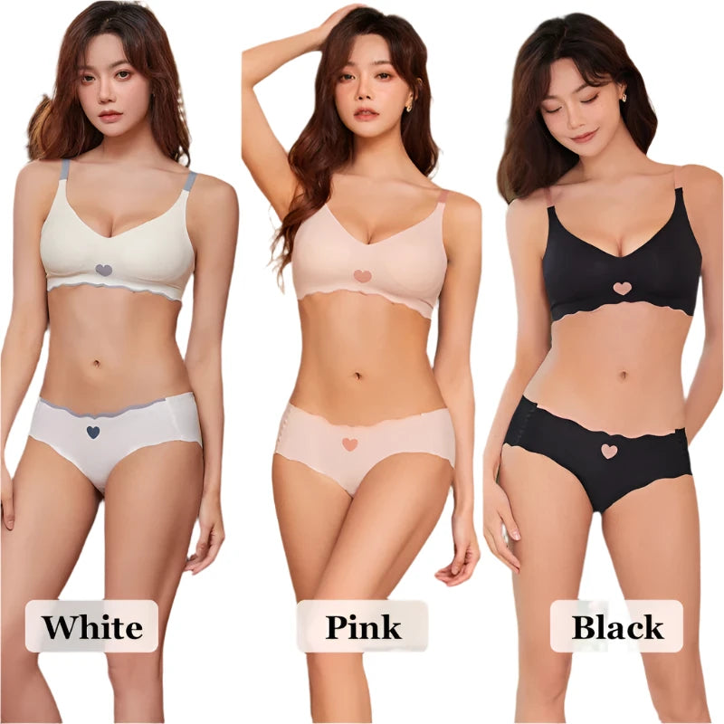 Push-Up Seamless Backless Bra Set for Women - Soft Padded Sports Lingerie & Traceless Panties (Sizes M-XL)