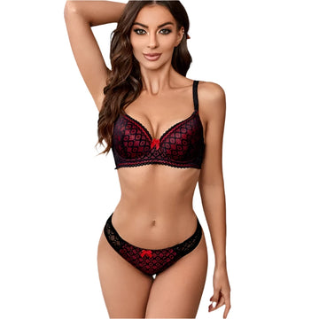 Fashionable Underwired Push-Up Bra & Thong Set - Invisible, Sheer Lingerie for Chest Support