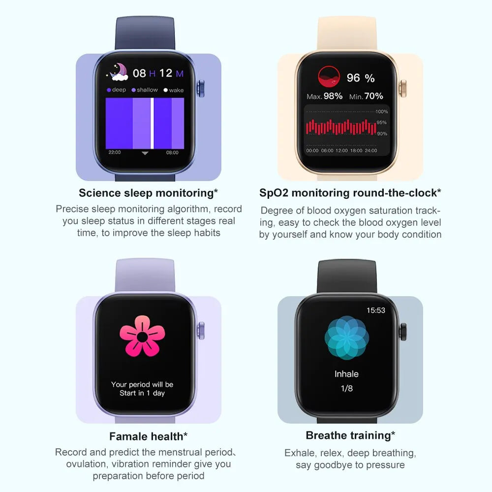 Voice Calling Smartwatch - Health Monitoring, IP68 Waterproof, Smart Notifications, Voice Assistant for Men and Women