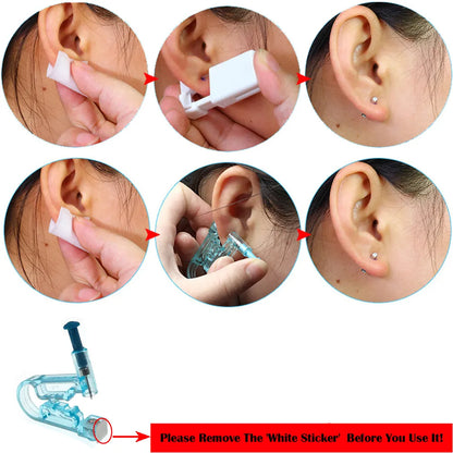 1/2/4 Pcs Disposable Sterile Ear Piercing Unit: Cartilage Tragus Helix Piercing Gun, No Pain Piercer Tool Machine Kit with Stud Jewelry