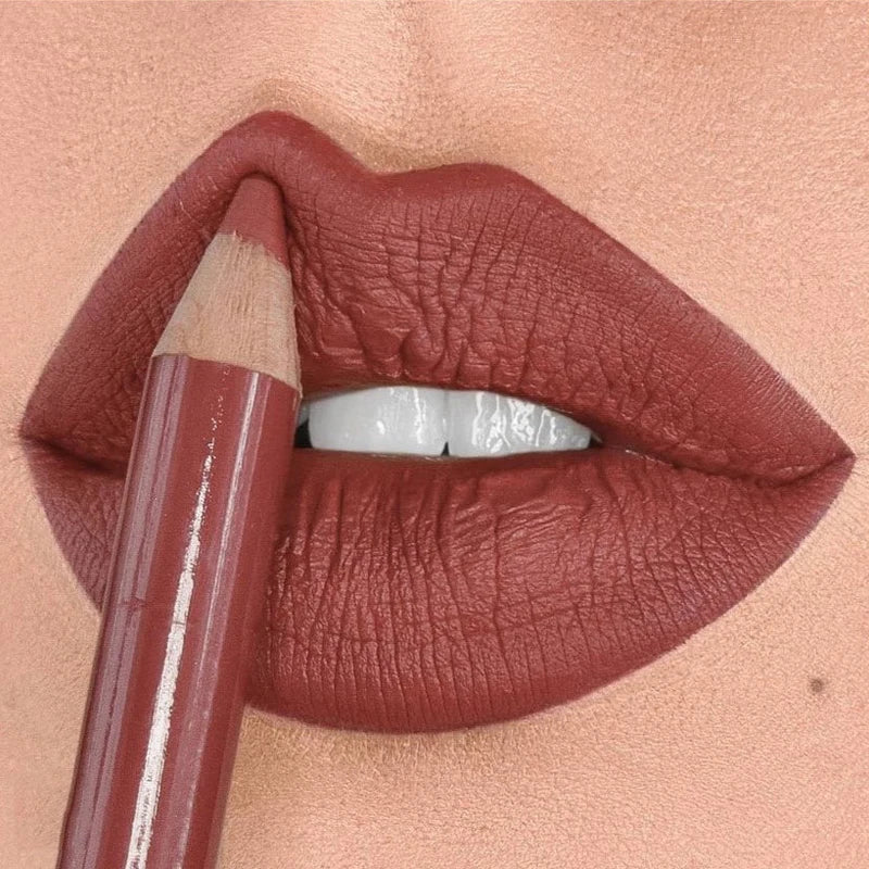 12 Colors Lipliner Pencil - Waterproof, Sexy Red Matte Contour Tint Lipstick. Long-Lasting, Non-stick Cup, Moisturizing Lips Makeup Cosmetic.