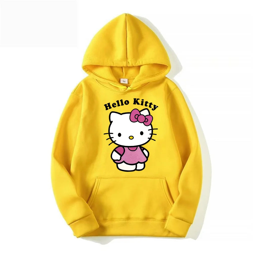 Women’s Hello Kitty Printed Hoodie - Warm, Comfortable, Casual Loose Fit Fashion Pullover