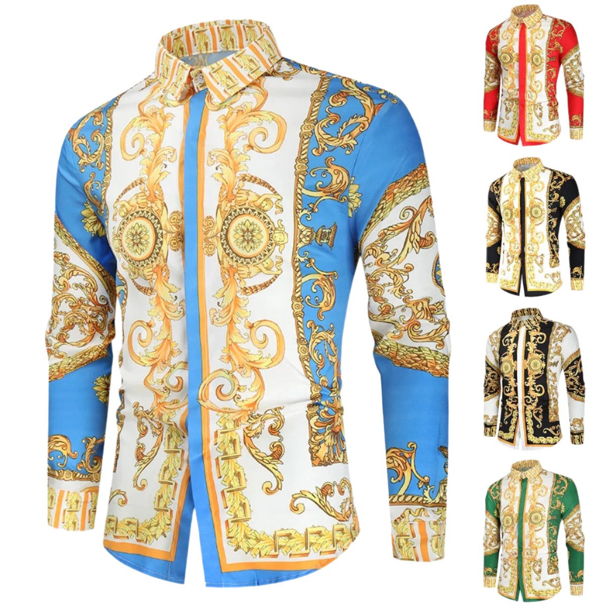 Men's Royal Paisley Print Shirt – Luxury Slim Fit Ethnic Style Long Sleeve Casual Spring/Autumn Shirt