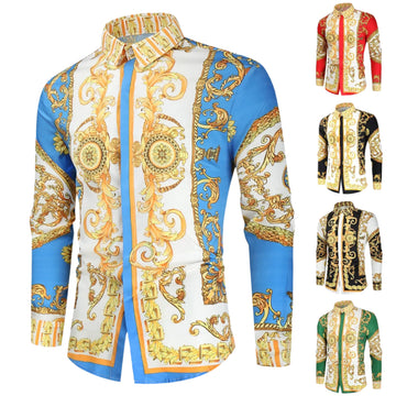 Men's Royal Paisley Print Shirt – Luxury Slim Fit Ethnic Style Long Sleeve Casual Spring/Autumn Shirt