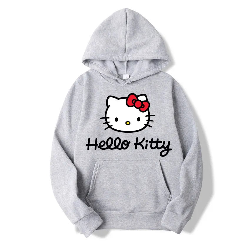 Hello Kitty Hoodie - Unisex Kawaii Oversized Pullover for Women and Men, Perfect for Spring and Fall