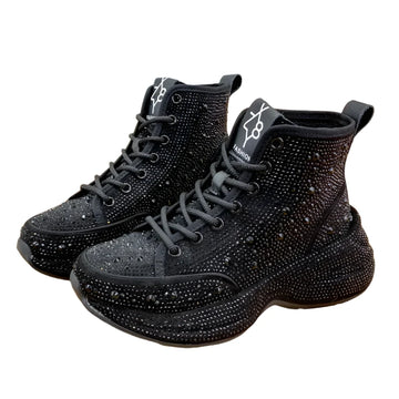 Women's Crystal Platform Sneakers/Boots - Spring/Autumn Fashion Full Diamond Casual Shoes, Trendy Tennis Boots