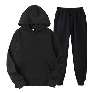 Men's Hooded Tracksuit 2-Piece Set – Sweatshirt & Drawstring Pants Sportswear, Unisex Running Suit for Autumn