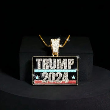 2024 Hip Hop TRUMP Letter Pendant Necklace for Men - Stainless Steel Chain, Independence Day Jewelry