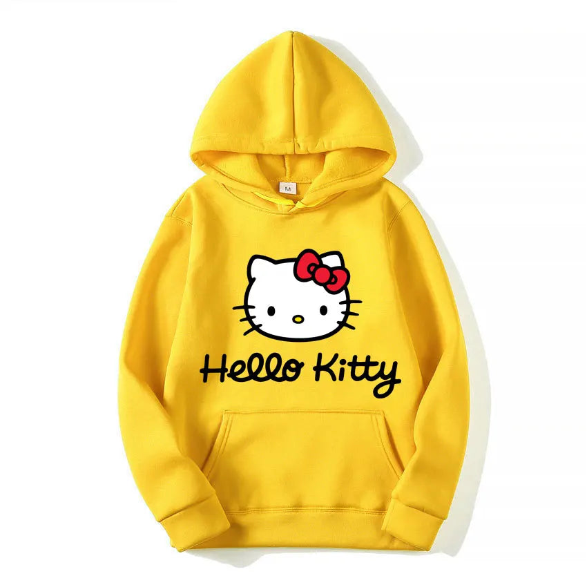 Hello Kitty Hoodie - Unisex Kawaii Oversized Pullover for Women and Men, Perfect for Spring and Fall