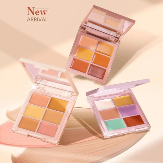 6-Color Correcting Concealer Palette: Hides Blemishes, Waterproof, Longstay Coverage for Dark Circles Cream.