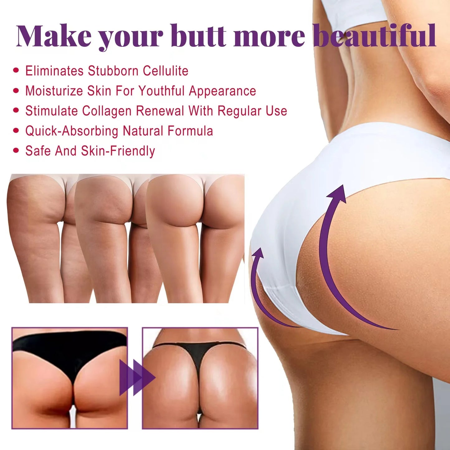Butt Enhancement Cream: Hip & Buttock Essential Oils for Fast Growth, Butt Enhancer, Breast Enlargement, Nourishing Sexy Body Care for Women.