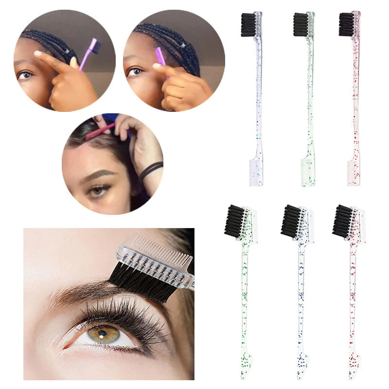 Double-Sided 3-in-1 Edge Control Brush for Baby Hair and Eyebrows