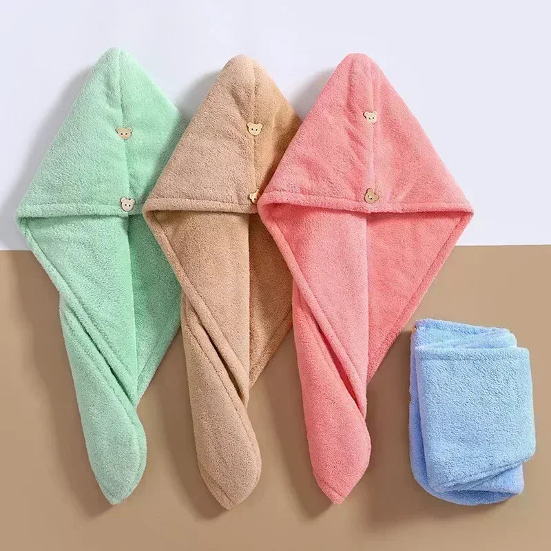 Quick Dry Hair: Quick Drying Microfiber Towels for Women's Bathroom. Accessories include Nursing Cap with Buckle, Sauna Spa Towel, and Bath Towel