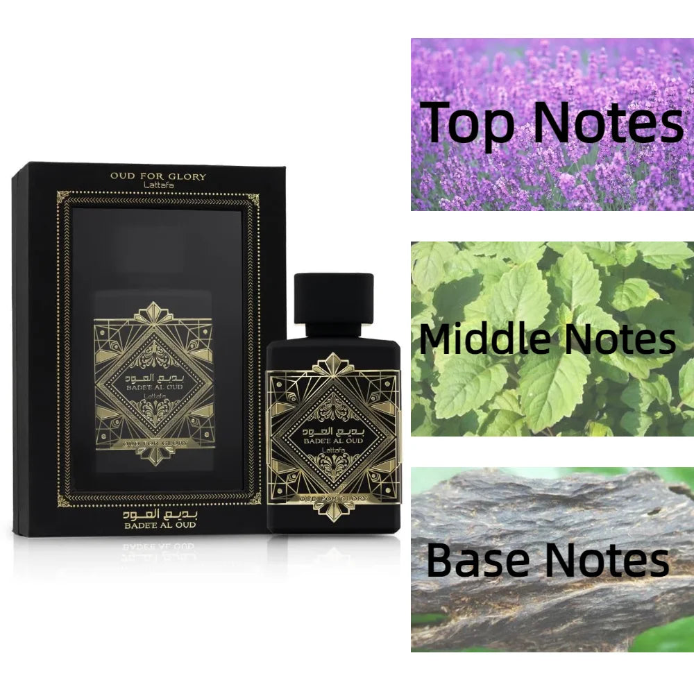 Badee Al Oud for Glory 100ML by Lattafa – Original Arabic Perfume, Long-Lasting Luxury Fragrance for Men & Women, Elegant and Charming Oud Scent