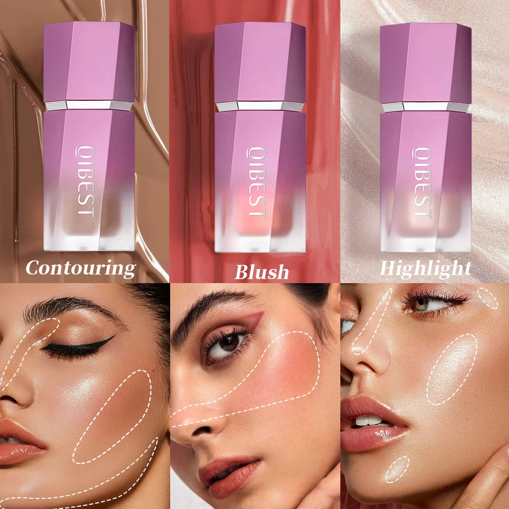 Liquid Blush Stick with Cushion: Natural Liquid Contouring for Face, Blusher Pigment, Long-lasting Cheek Tint, Cream Blush Makeup