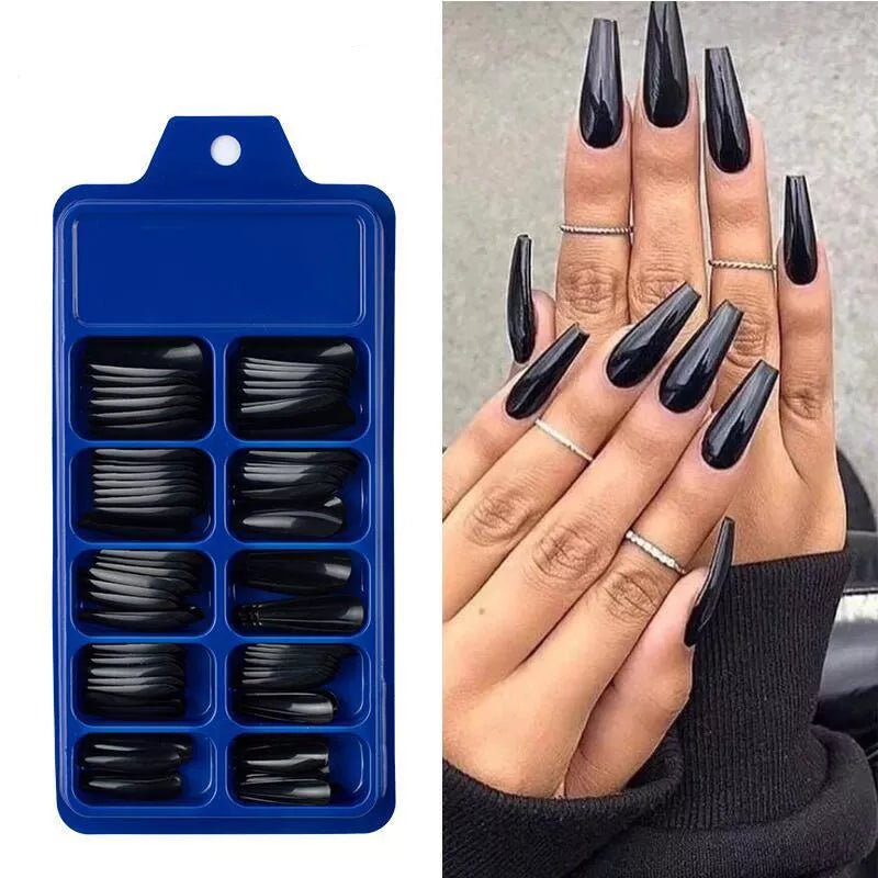 Matte Full Cover Nail Tips: Acrylic Ballerina Fake Nails, DIY Beauty Manicure Extension Tools.