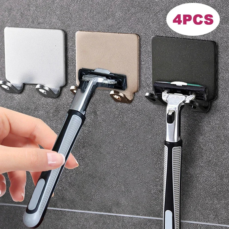 Bathroom Space Aluminum Razor Holder: Storage Hook, Wall-Mounted Men's Shaving Shaver Shelf